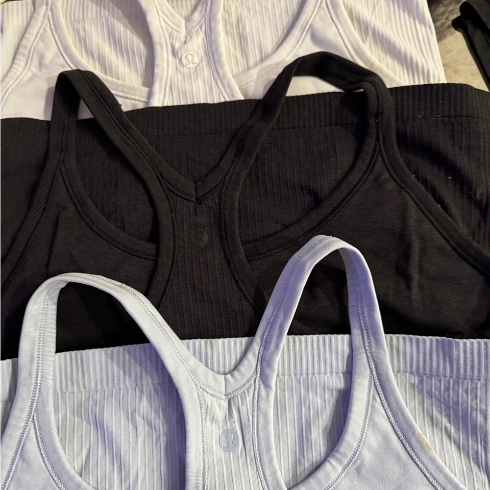 lululemon athletica Women's Tops - Black, White, Light Blue